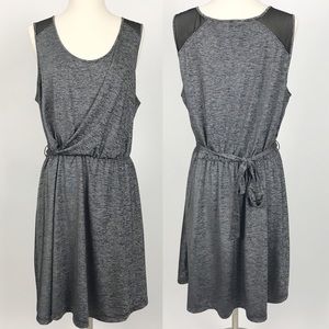Athleta faux wrap mesh shoulder dress tie back xl